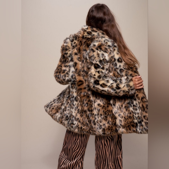 NWOT Spirit Hoods Leopard Animal Print Faux Fur Jacket (UNISEX) - Picture 7 of 10